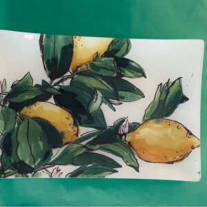Pottery Barn. Lemon and Leaf Rectangular Plate Glass 10 1/2 X 6 3/4 inches